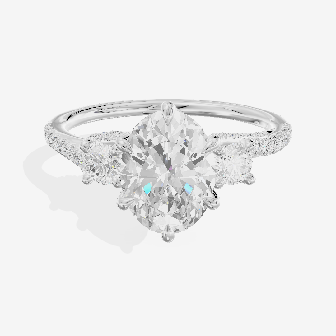 Luxe Triade Oval Three Stone Engagement Ring (1/2 ct. tw.) in 18K White Gold