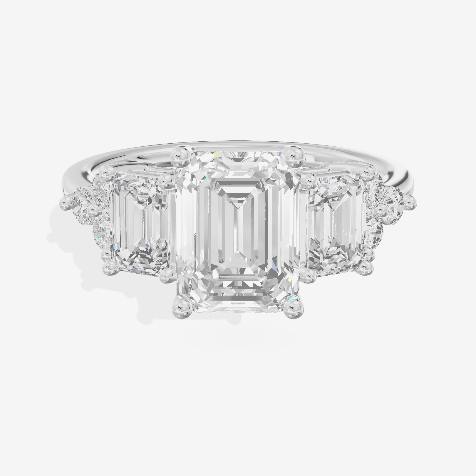 Grand Halcyon Emerald Engagement Ring with Side Stones (3/4 ct. tw.) in 18K White Gold