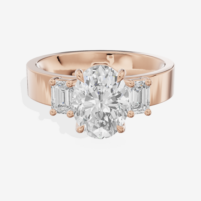 Vintage Vowsae Three Stone Oval Engagement Ring (1/2 ct. tw.) in 14K Rose Gold