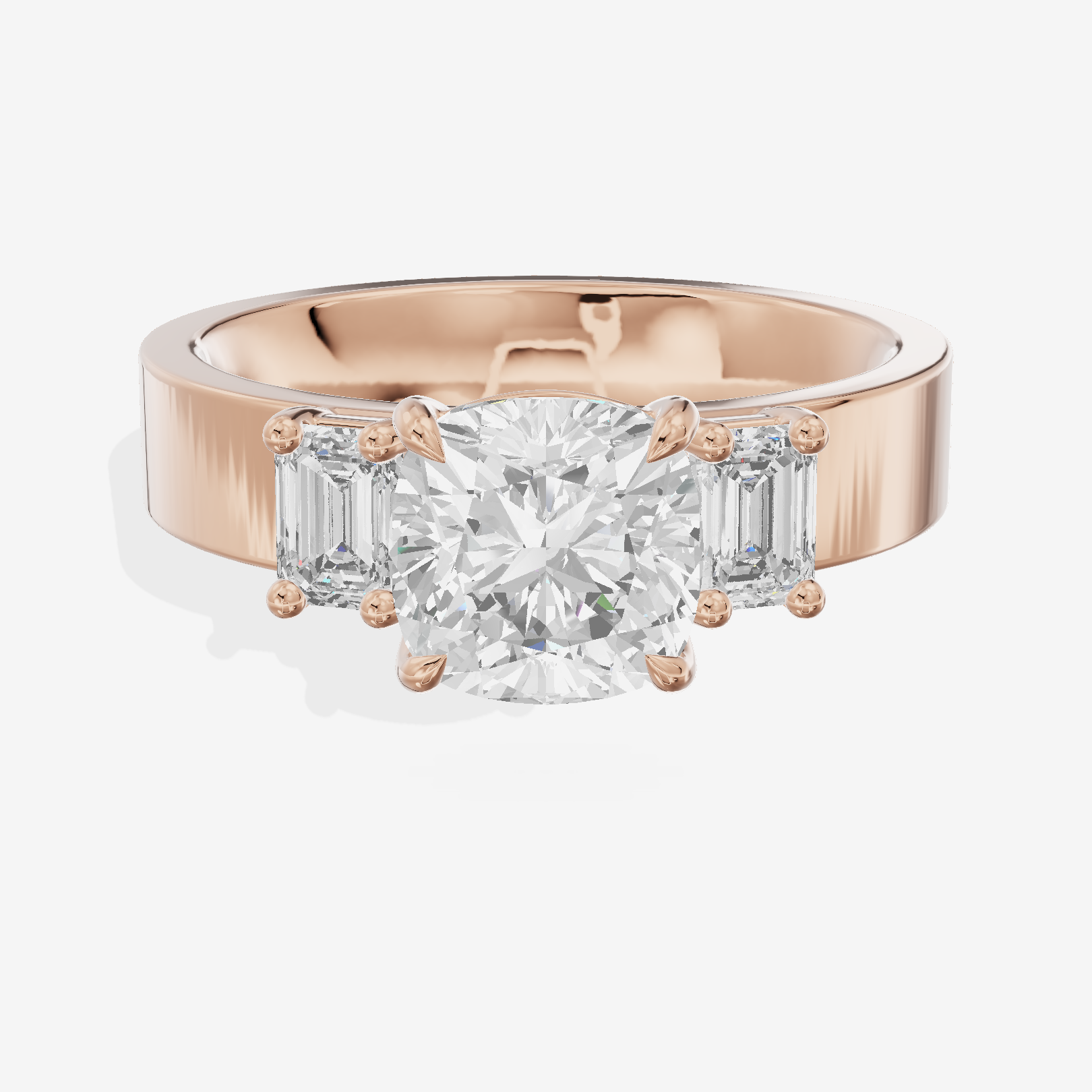 Vintage Vowsae Three Stone Cushion Engagement Ring (1/2 ct. tw.) in 18K Rose Gold