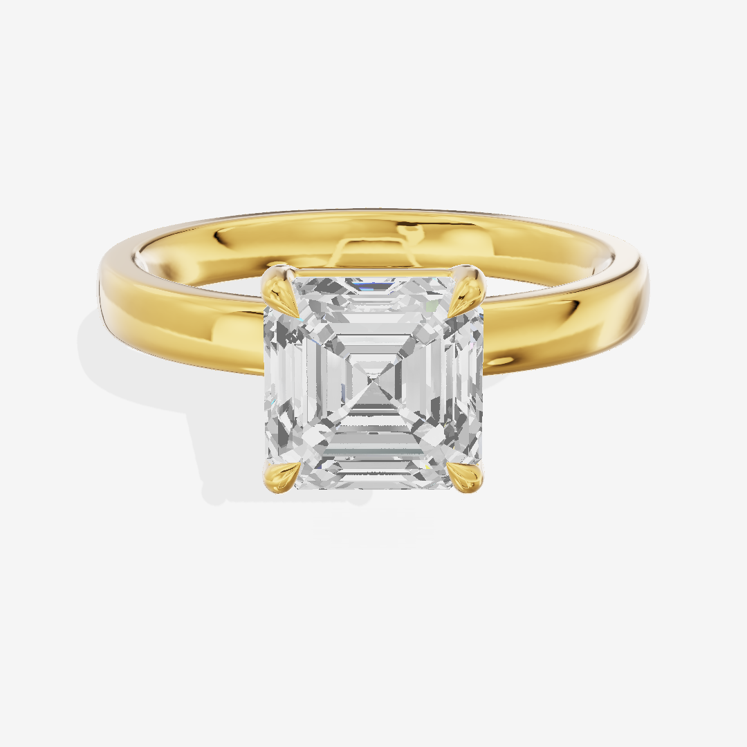 Tender Eversince 2.5mm Asscher Solitaire Engagement Ring in 18K Yellow Gold