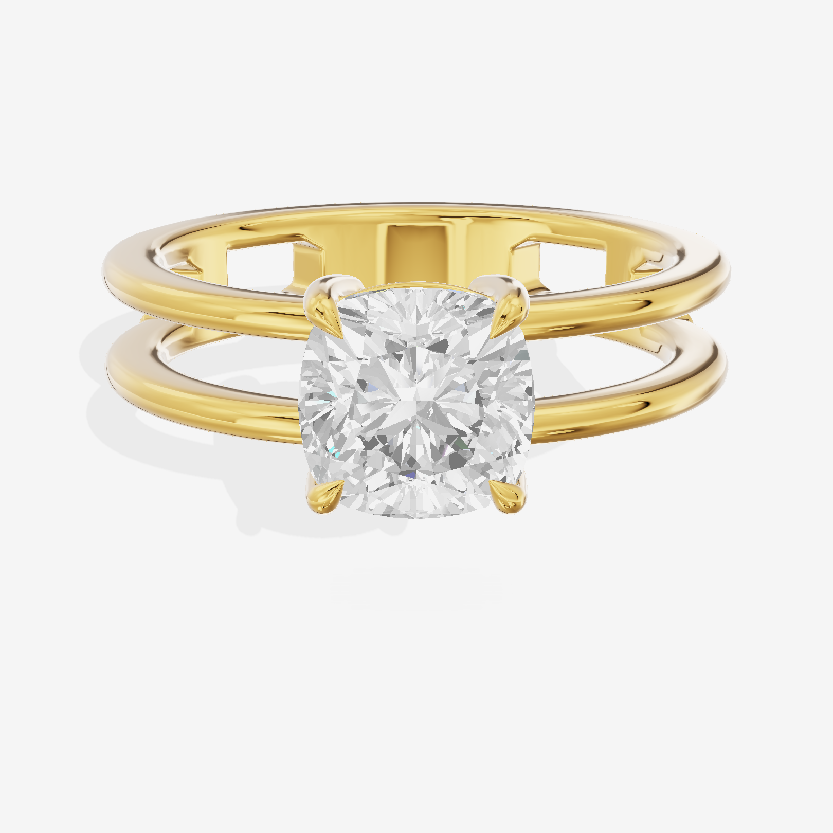 Sealed Promezza 4.3mm Cushion Solitaire Engagement Ring in 14K Yellow Gold