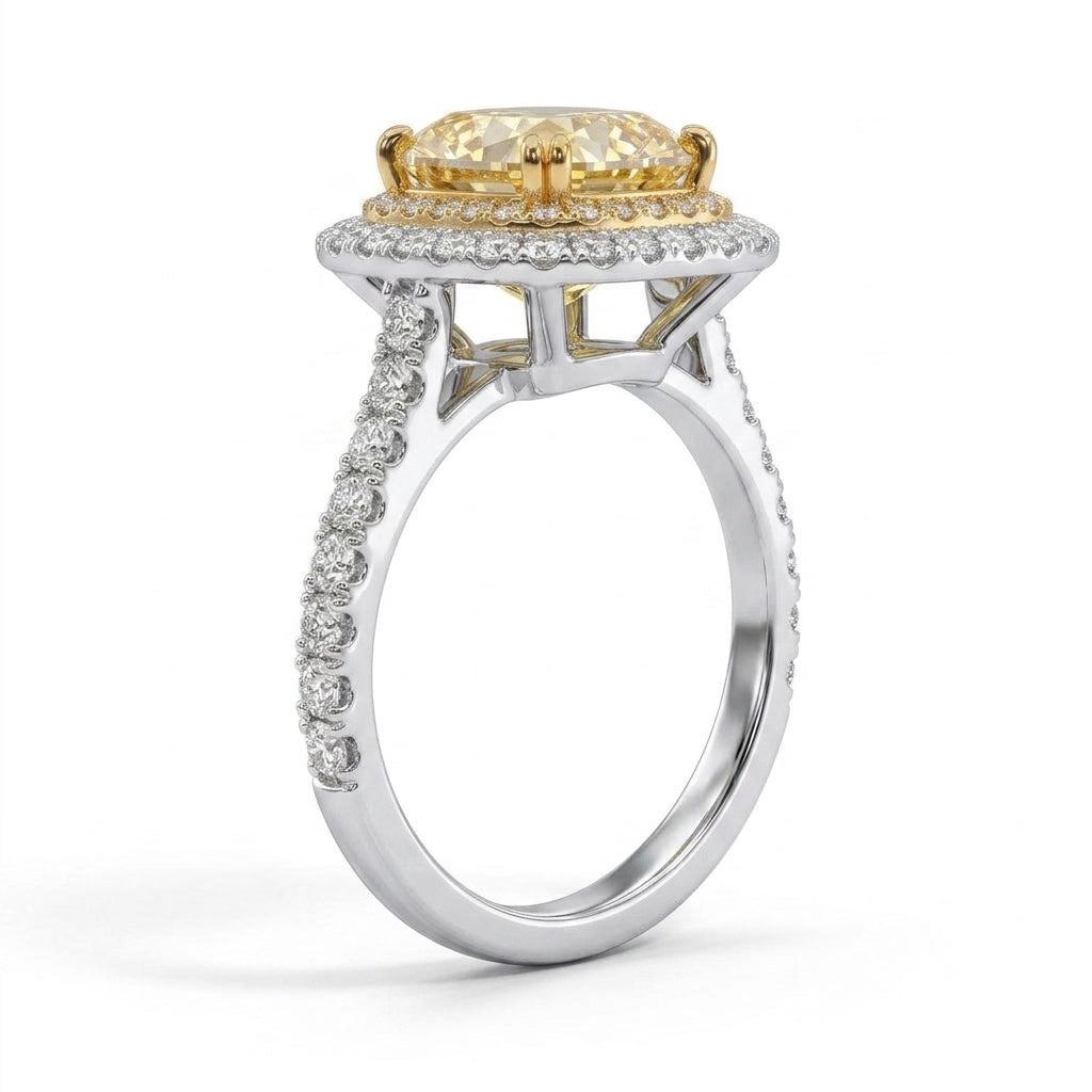 Cathedral Halo Pavé Radiant Engagement Ring