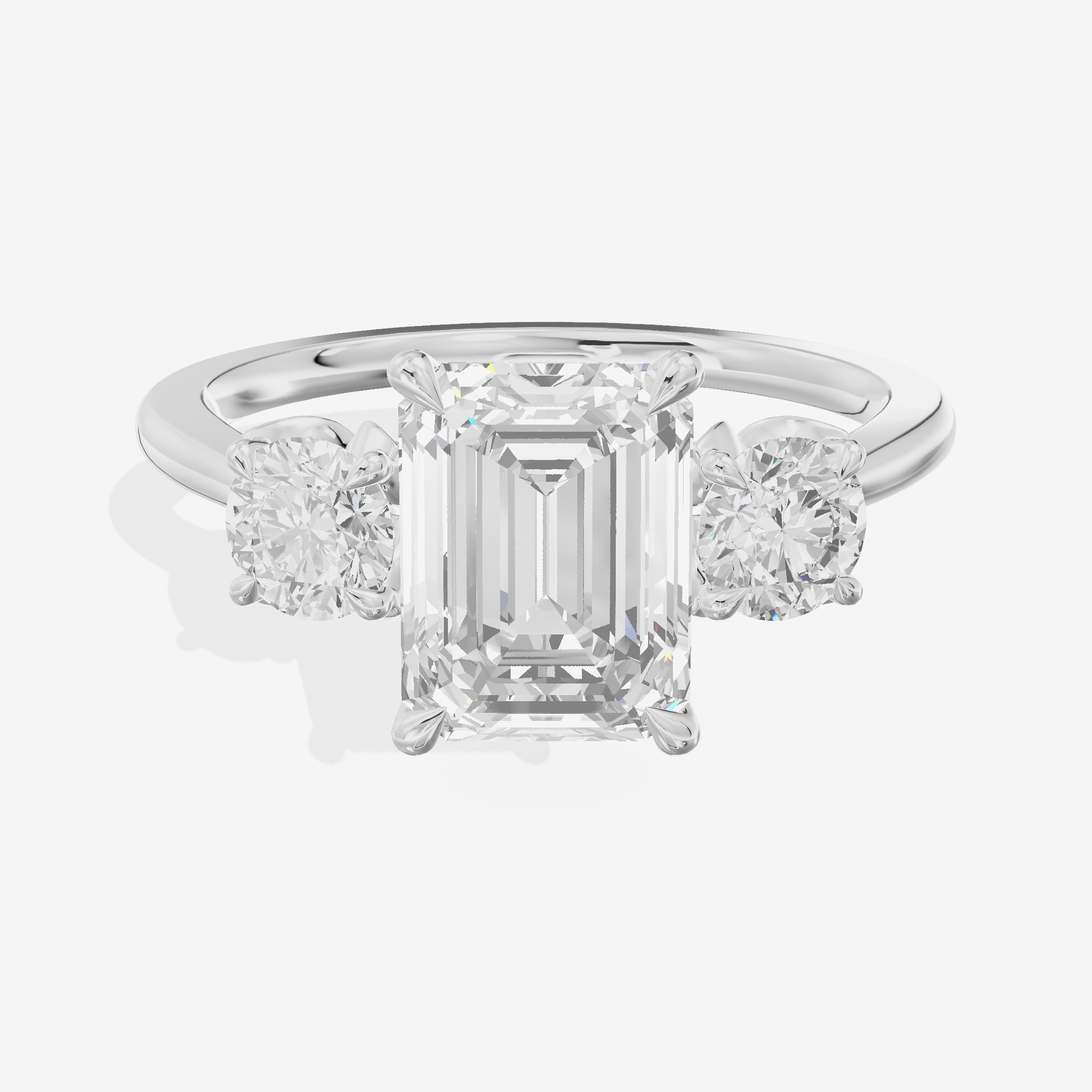 Modern Sincere Three Stone Emerald Engagement Ring (1/2 ct. tw.) in 18K White Gold