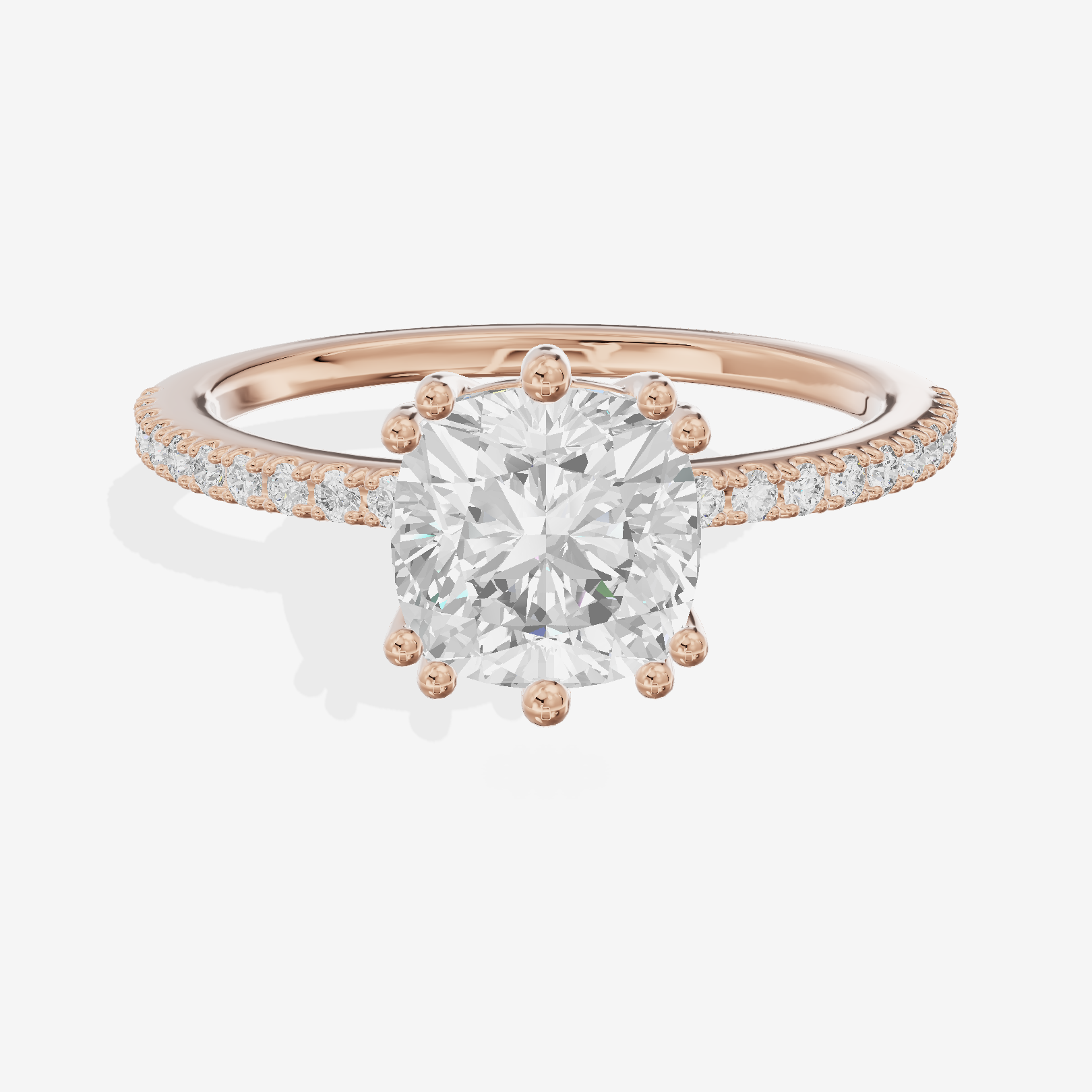 Luxe Mirelle Cushion Hidden Halo Engagement Ring (1/6 ct. tw.) in 14K Rose Gold
