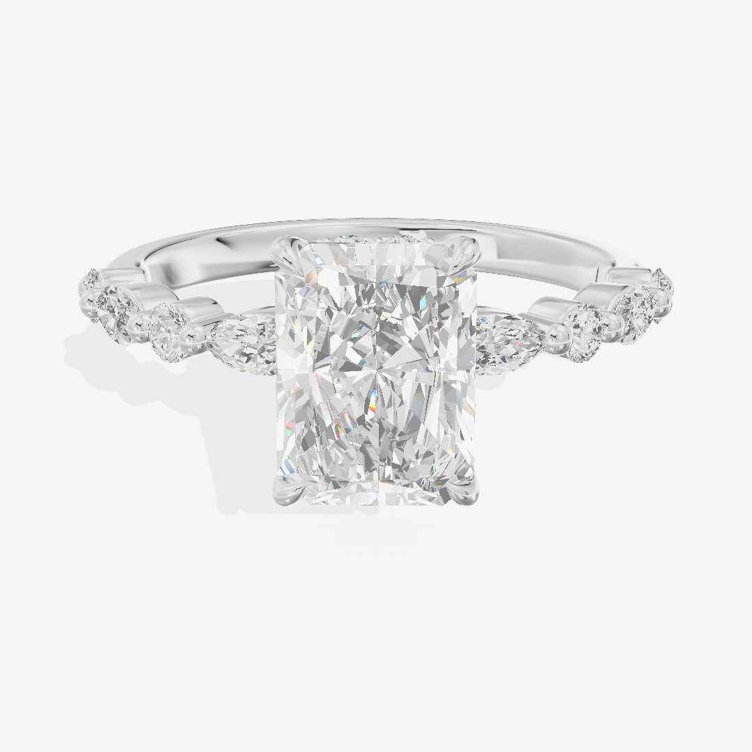 Adorae Pavé Radiant Hidden Halo Engagement Ring (1/3 ct. tw.) in Platinum