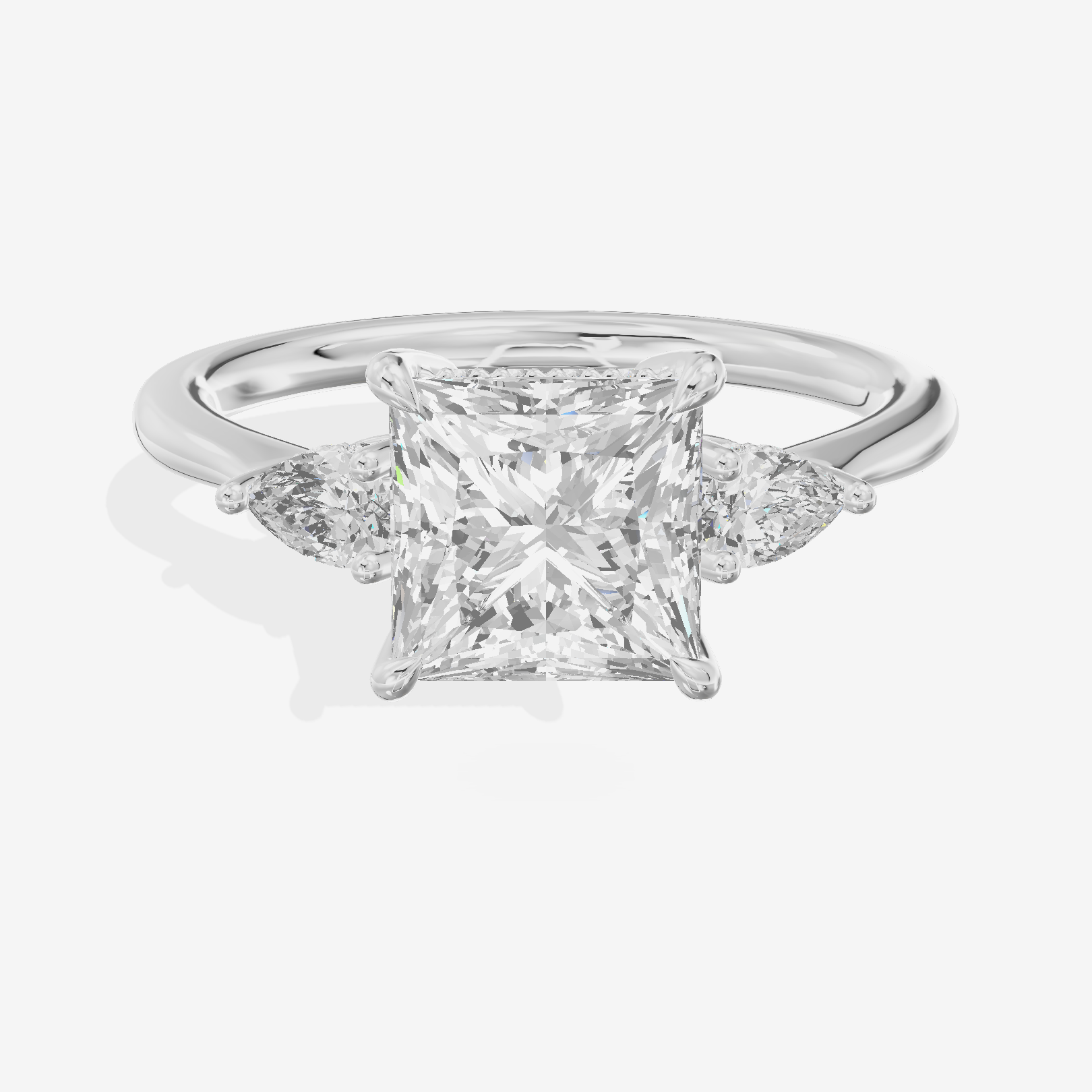 Petite Vowsae Three Stone Princess Engagement Ring (1/4 ct. tw.) in 18K White Gold