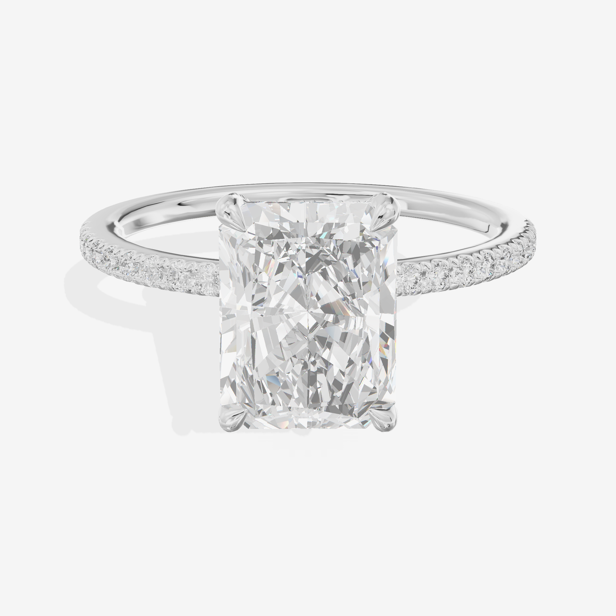 Bowed Sincere Radiant Engagement Ring with Side Stones (1/4 ct. tw.) in 14K White Gold
