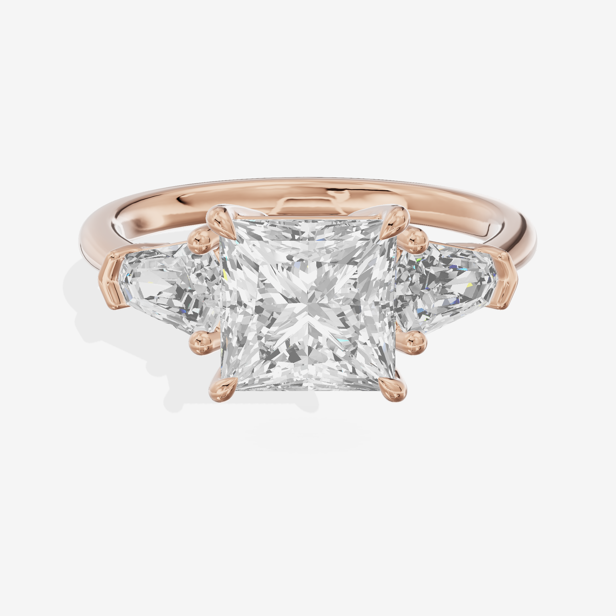 Classic Mirth Princess Three Stone Engagement Ring (1/2 ct. tw.) in 14K Rose Gold