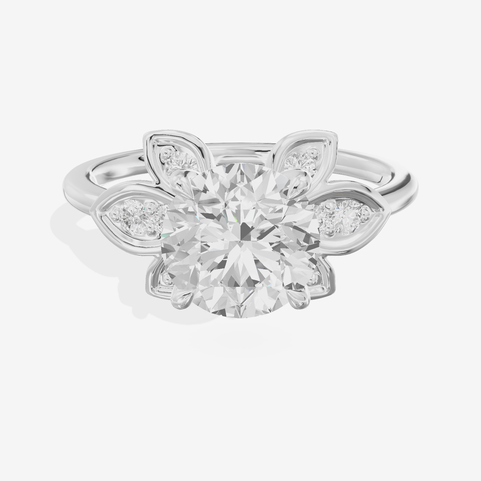 Luxe Tender Round Engagement Ring with Side Stones (1/8 ct. tw.) in 18K White Gold