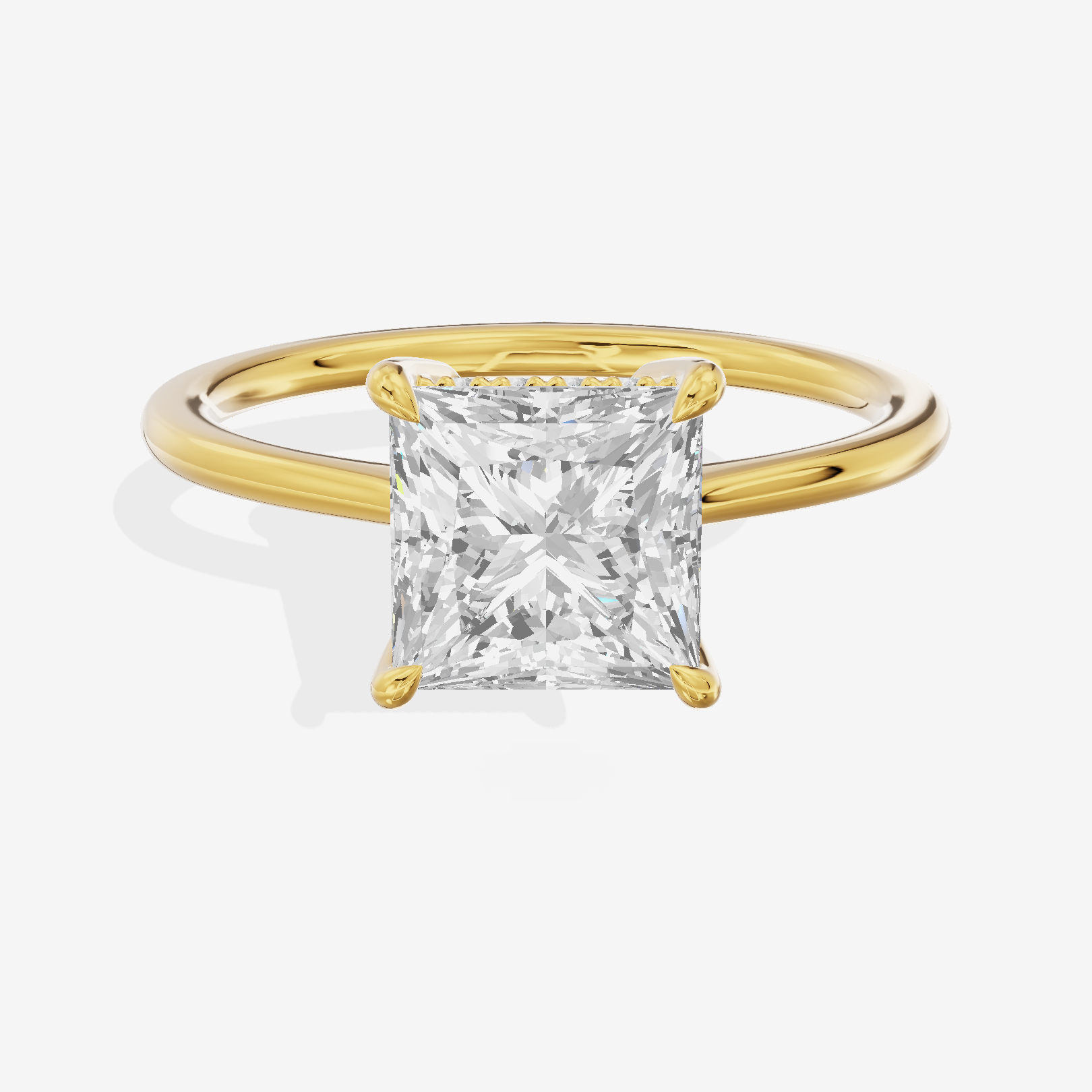 Promezza Hidden Halo Princess Engagement Ring (1/20 ct. tw.) in 14K Yellow Gold