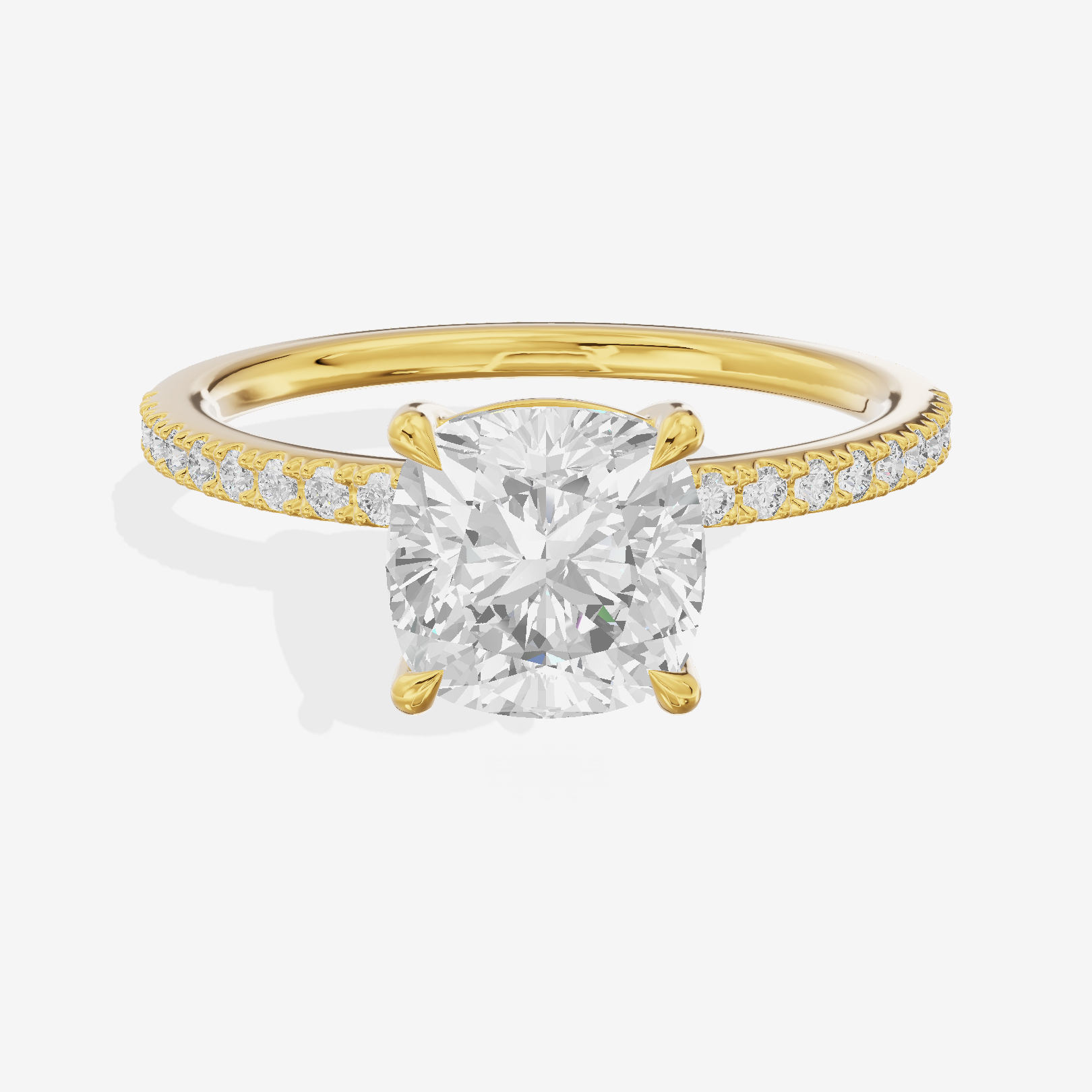 Tender Vowsae Cushion Engagement Ring with Side Stones (1/8 ct. tw.) in 18K Yellow Gold