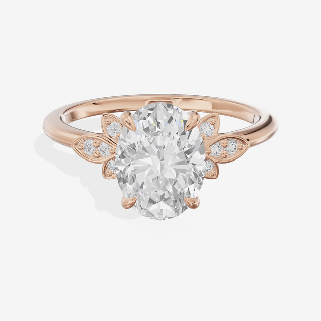 Trellise Oval Engagement Ring with Side Stones (1/20 ct. tw.) in 18K Rose Gold