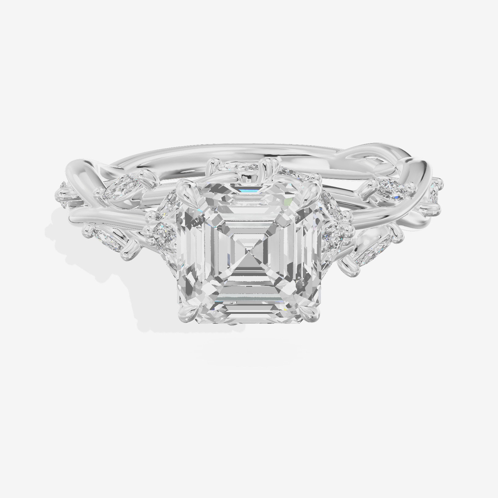 Twine Pavé Asscher Twisted Engagement Ring (1/2 ct. tw.) in 18K White Gold