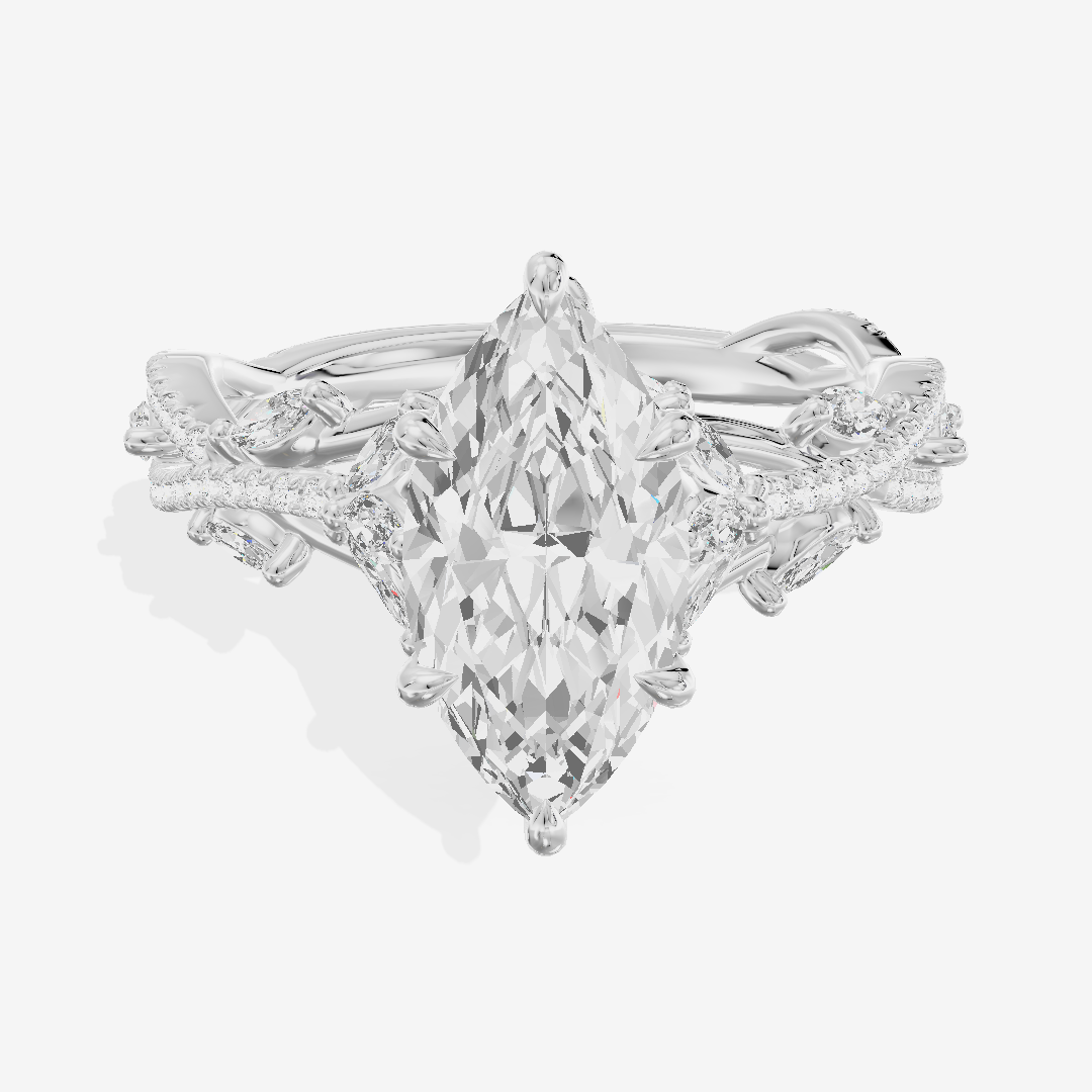 Luxe Promezza Marquise Engagement Ring with Side Stones (1/2 ct. tw.) in 14K White Gold