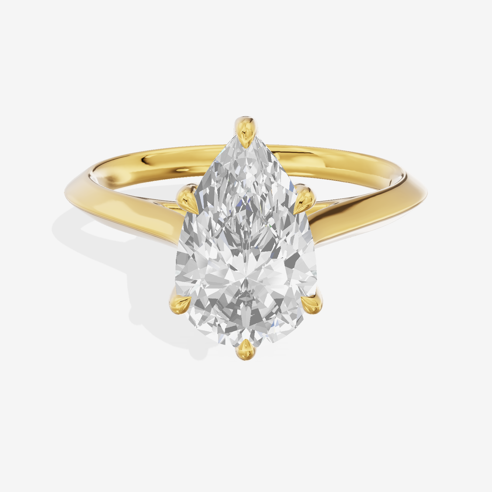 Belovae Solitaire 2mm Pear Engagement Ring in 18K Yellow Gold