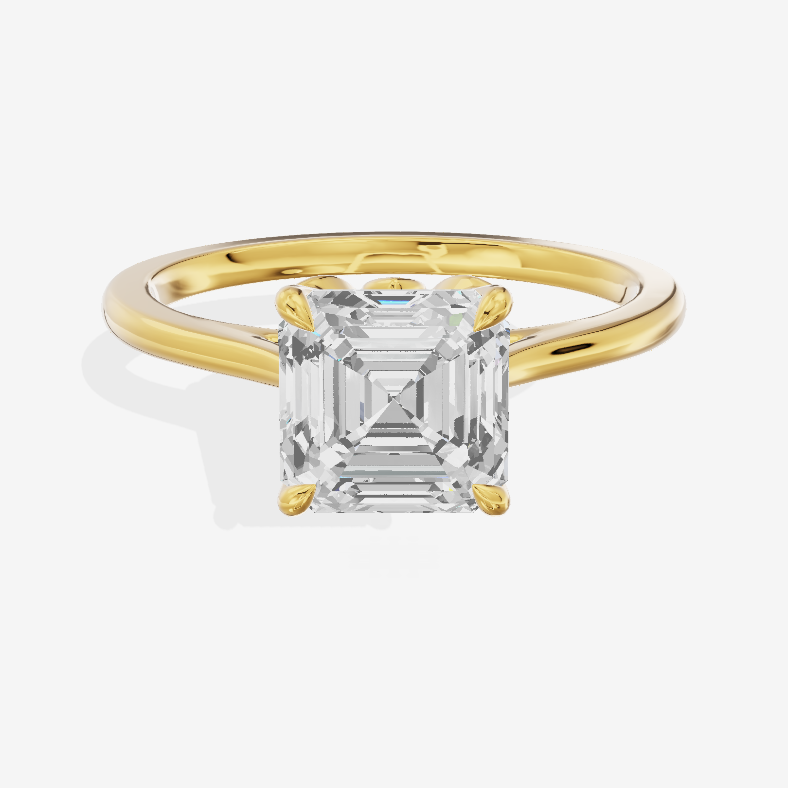 Coeurine Cathedral 1.5mm Asscher Solitaire Engagement Ring in 18K Yellow Gold