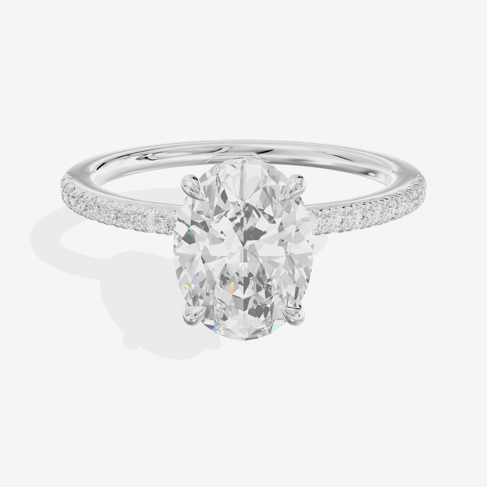 Grand Mirelle Oval Hidden Halo Engagement Ring (1/5 ct. tw.) in 14K White Gold
