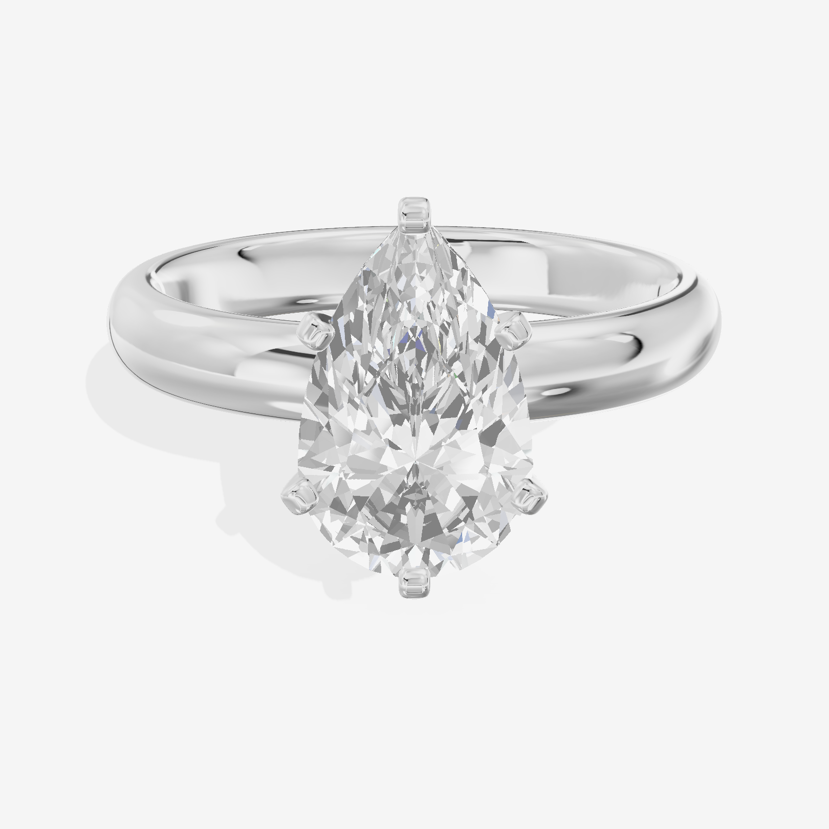 Sincere Trellis 3mm Pear Comfort Fit Engagement Ring in 14K White Gold