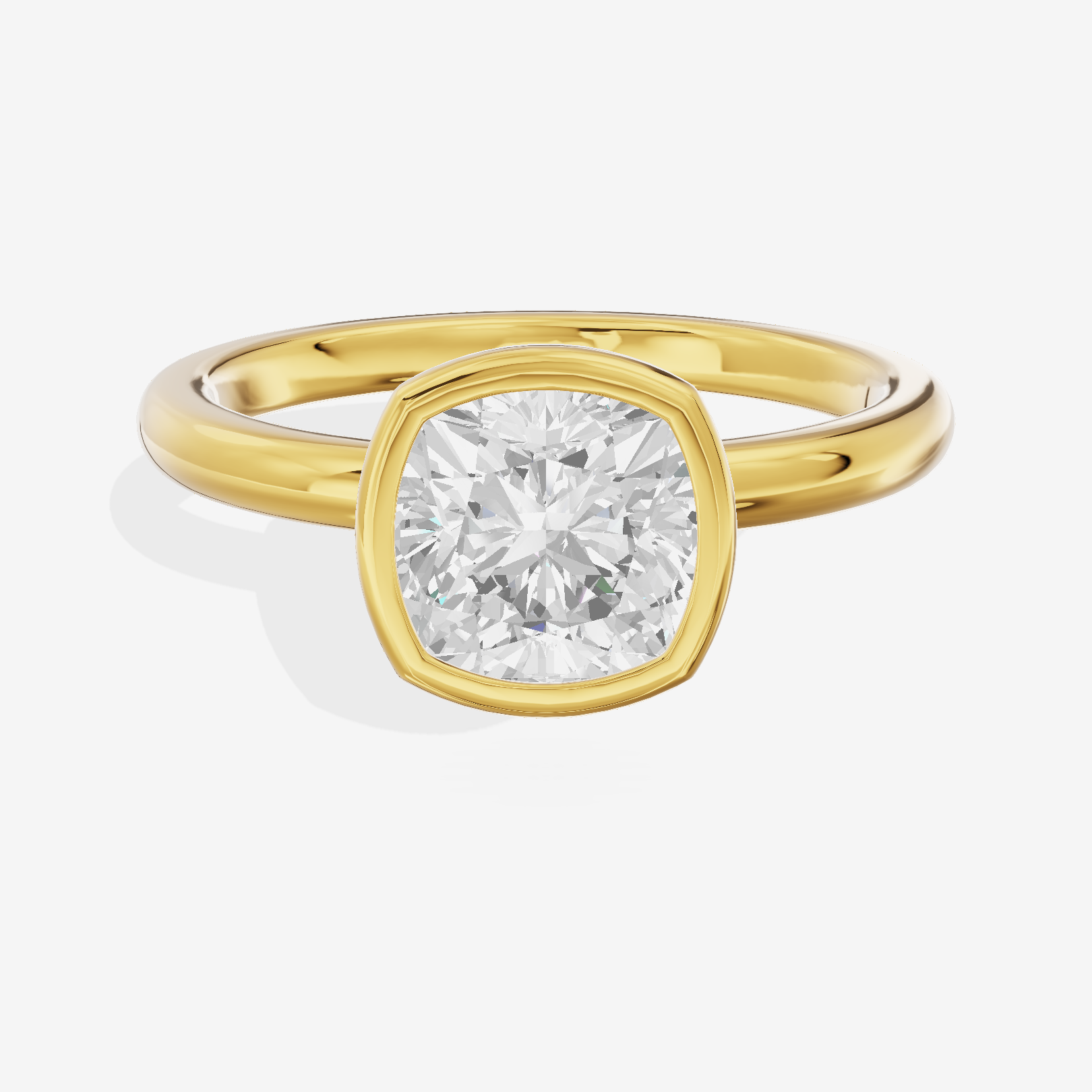 Tensare Bezel 2mm Cushion Solitaire Engagement Ring in 14K Yellow Gold