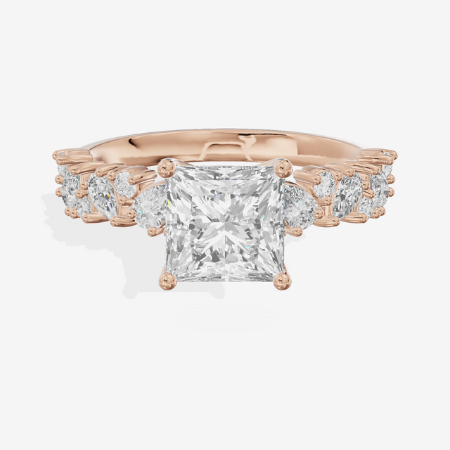 Bowed Vowsae Princess Engagement Ring with Side Stones (2/5 ct. tw.) in 18K Rose Gold