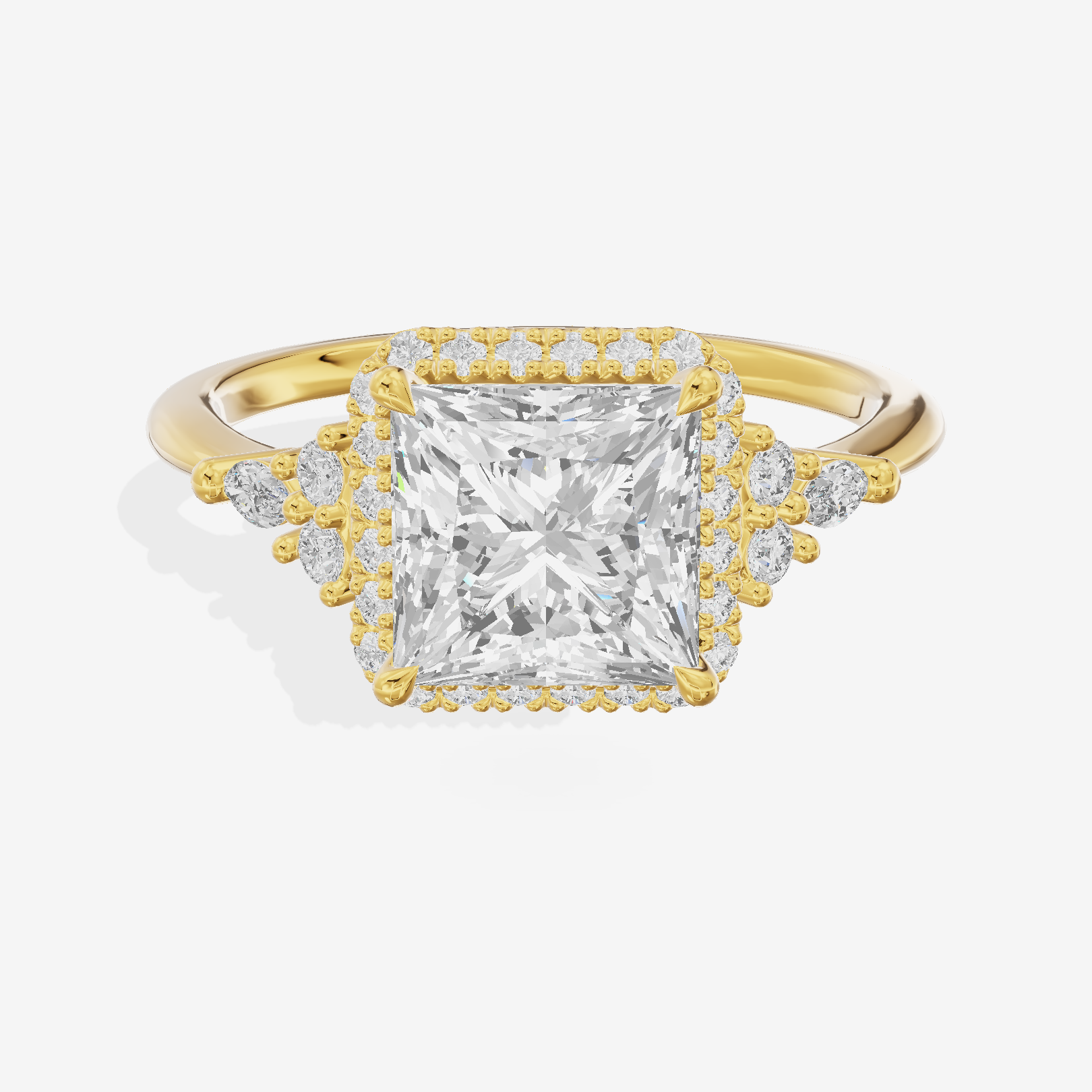 Clusta Halo Princess Engagement Ring (1/2 ct. tw.) in 18K Yellow Gold