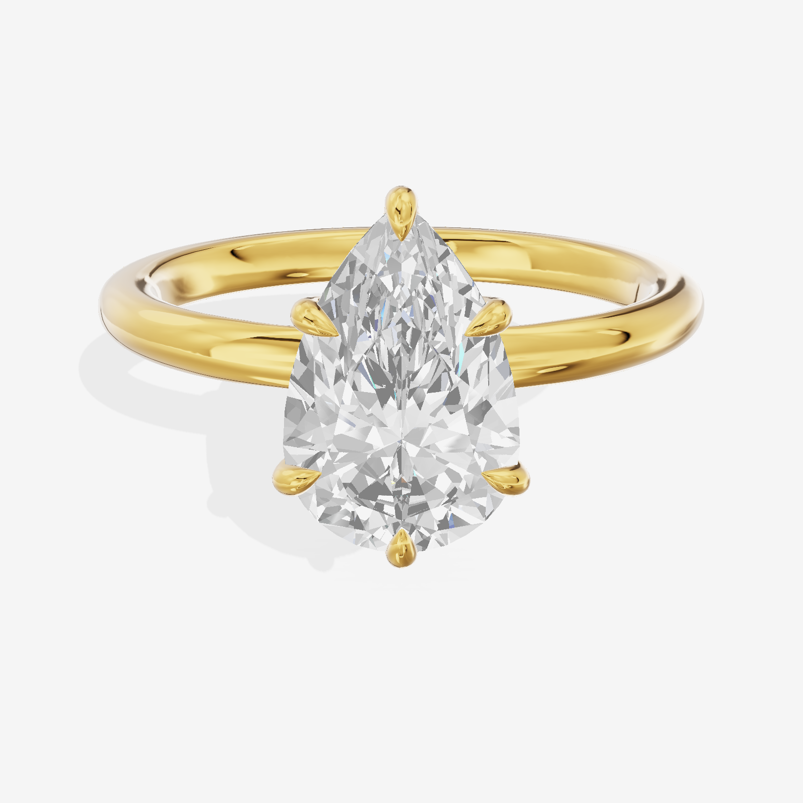 Adorae Solitaire 2mm Pear Engagement Ring in 18K Yellow Gold
