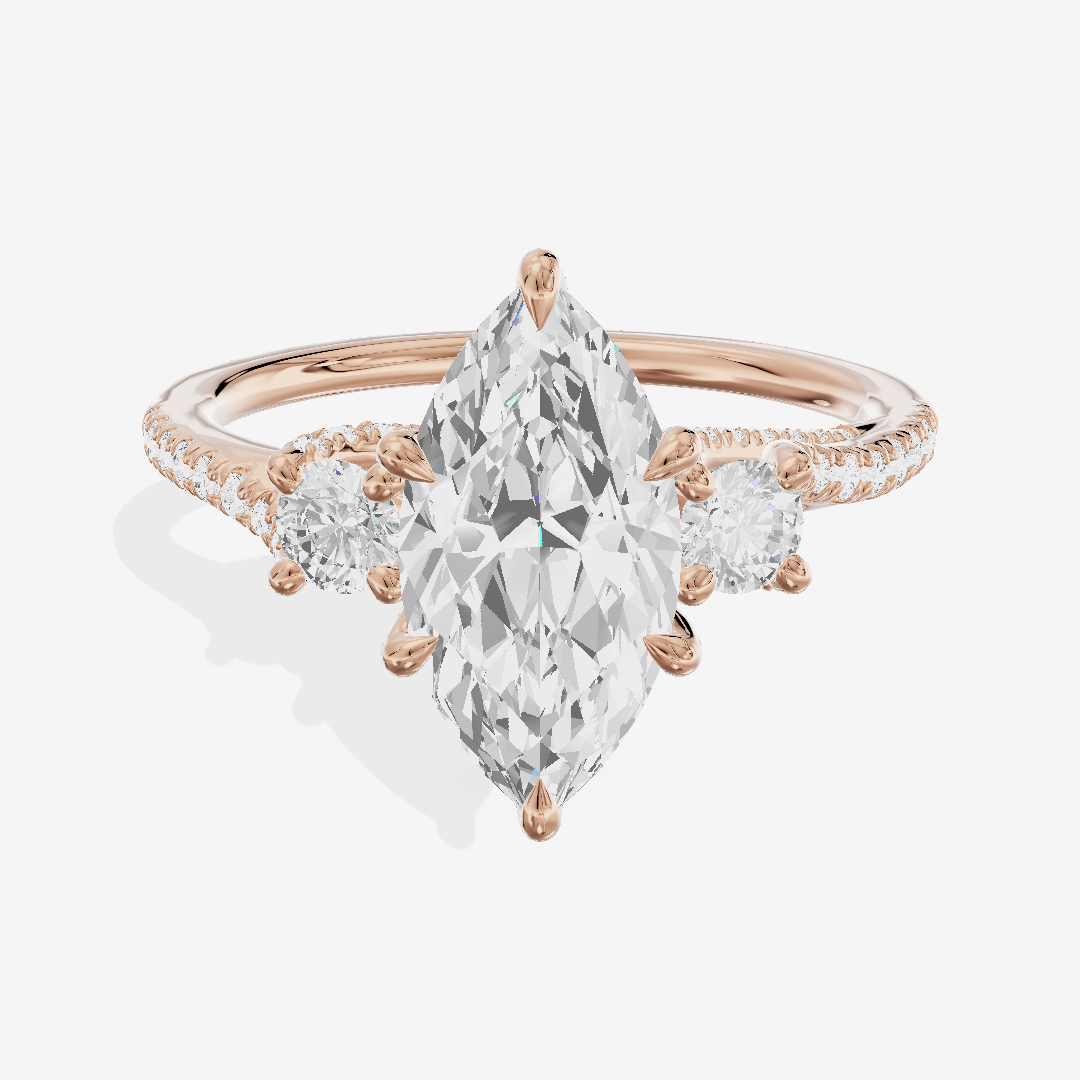 Luxe Triade Marquise Three Stone Engagement Ring (1/2 ct. tw.) in 18K Rose Gold