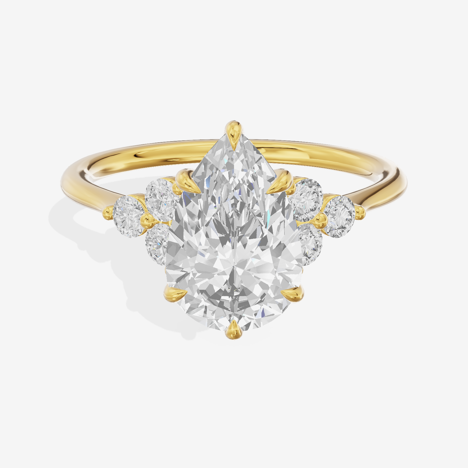 Luxe Trueheart Pear Engagement Ring with Side Stones (1/5 ct. tw.) in 18K Yellow Gold