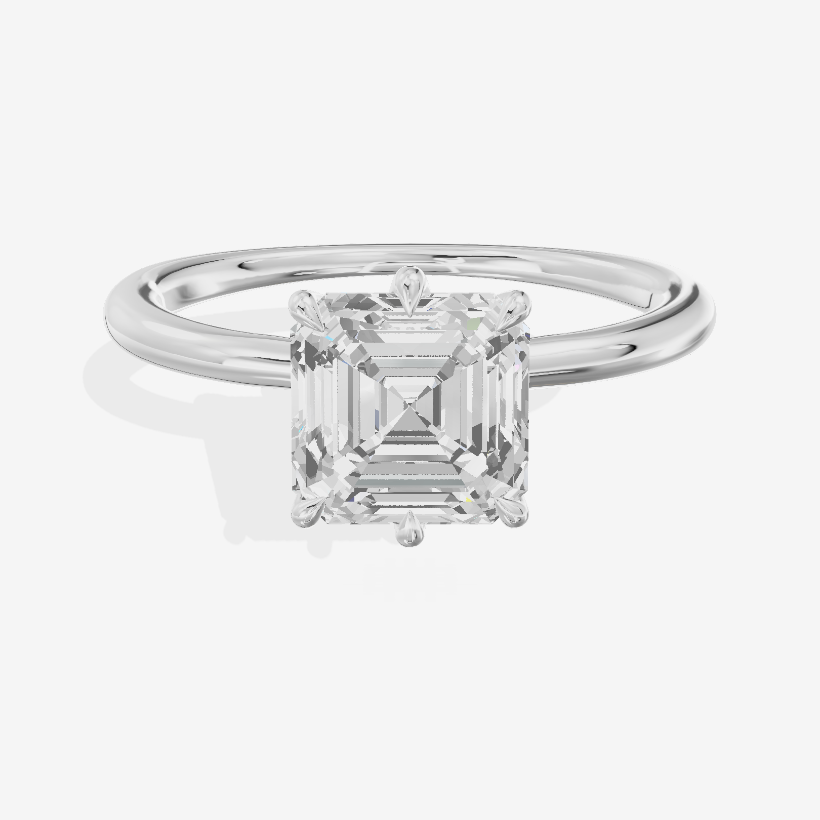 Modern Aimora 2.3mm Asscher Six-Prong Engagement Ring in 18K White Gold