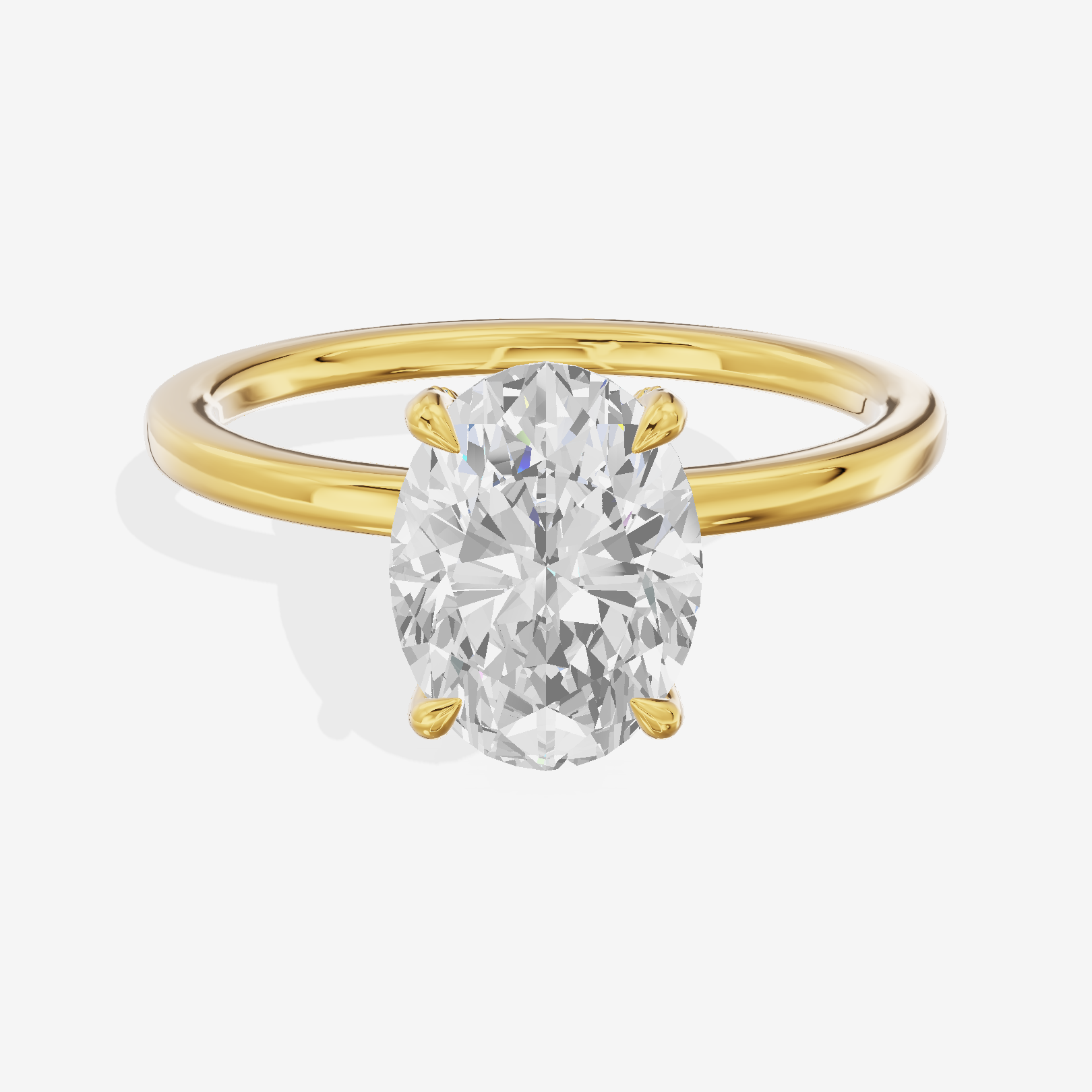 Lustrous Linger Oval Engagement Ring with Side Stones (1/10 ct. tw.) in 14K Yellow Gold