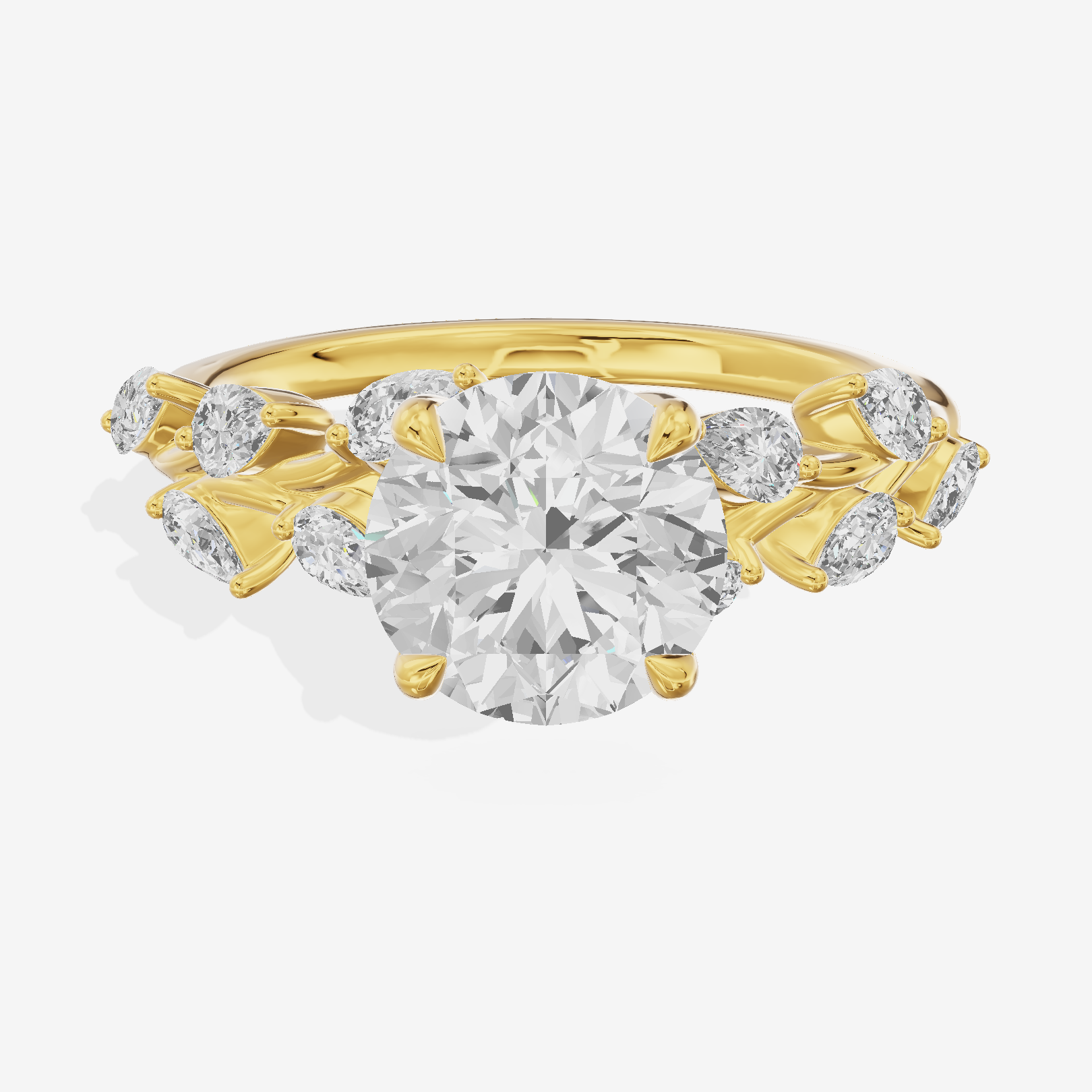 Classic Promezza Round Engagement Ring with Side Stones (1/2 ct. tw.) in 18K Yellow Gold