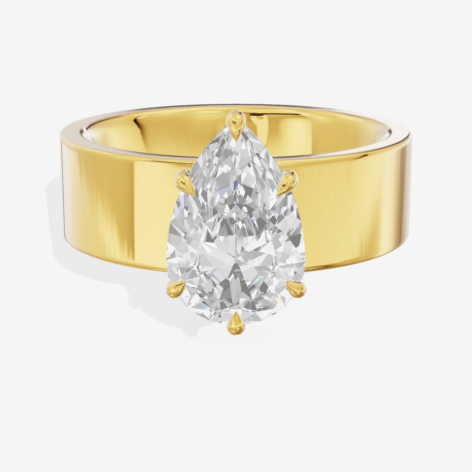 Aimora Solitaire 6mm Pear Engagement Ring in 18K Yellow Gold
