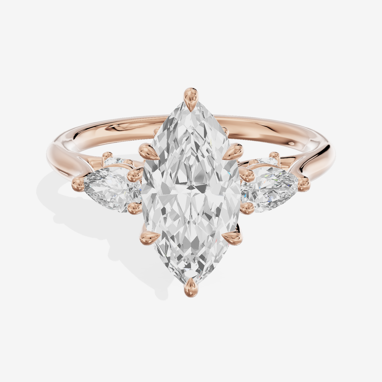 Classic Vowsae Three Stone Marquise Engagement Ring (3/5 ct. tw.) in 18K Rose Gold