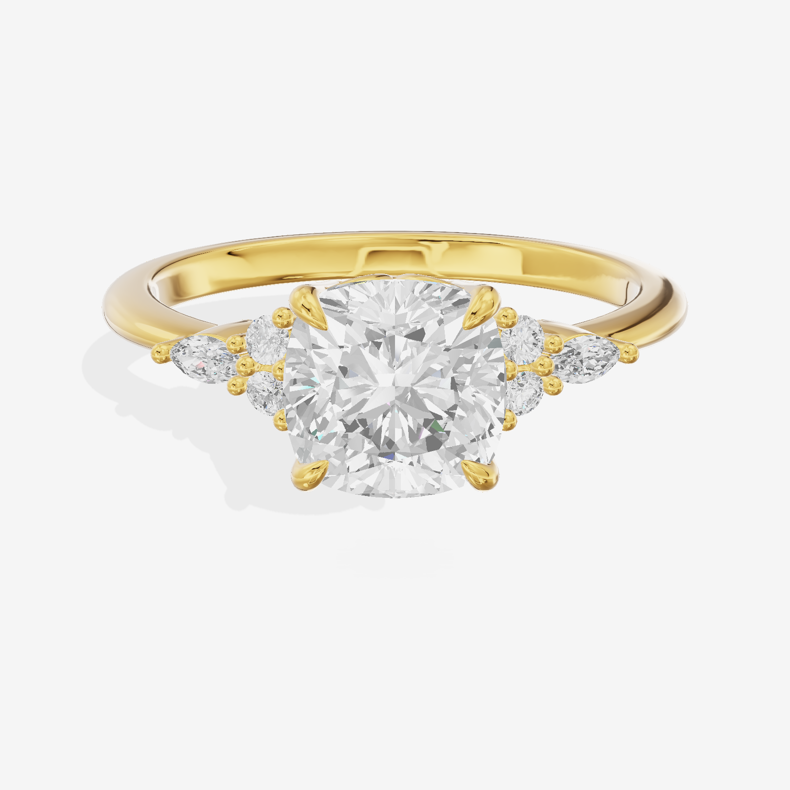 Luxe Tender Cushion Engagement Ring with Side Stones (1/8 ct. tw.) in 14K Yellow Gold