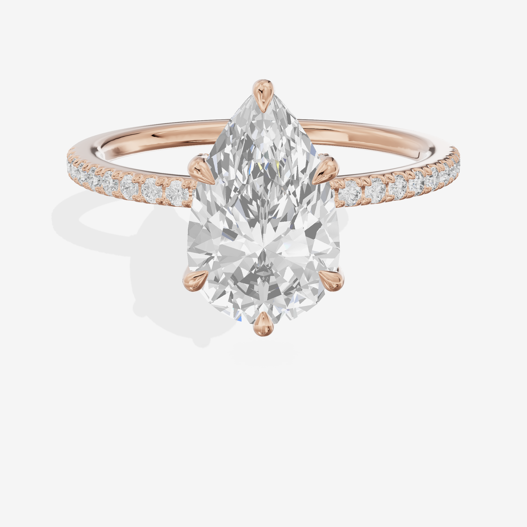 Bowed Sincere Pear Engagement Ring with Side Stones (1/4 ct. tw.) in 18K Rose Gold
