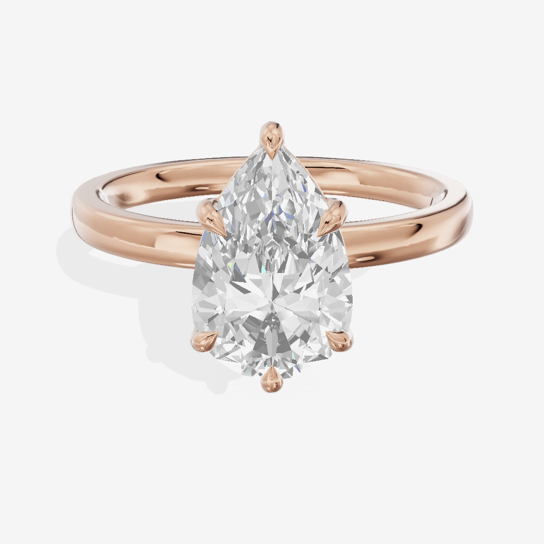 Petite Eversince 2mm Pear Solitaire Engagement Ring in 18K Rose Gold