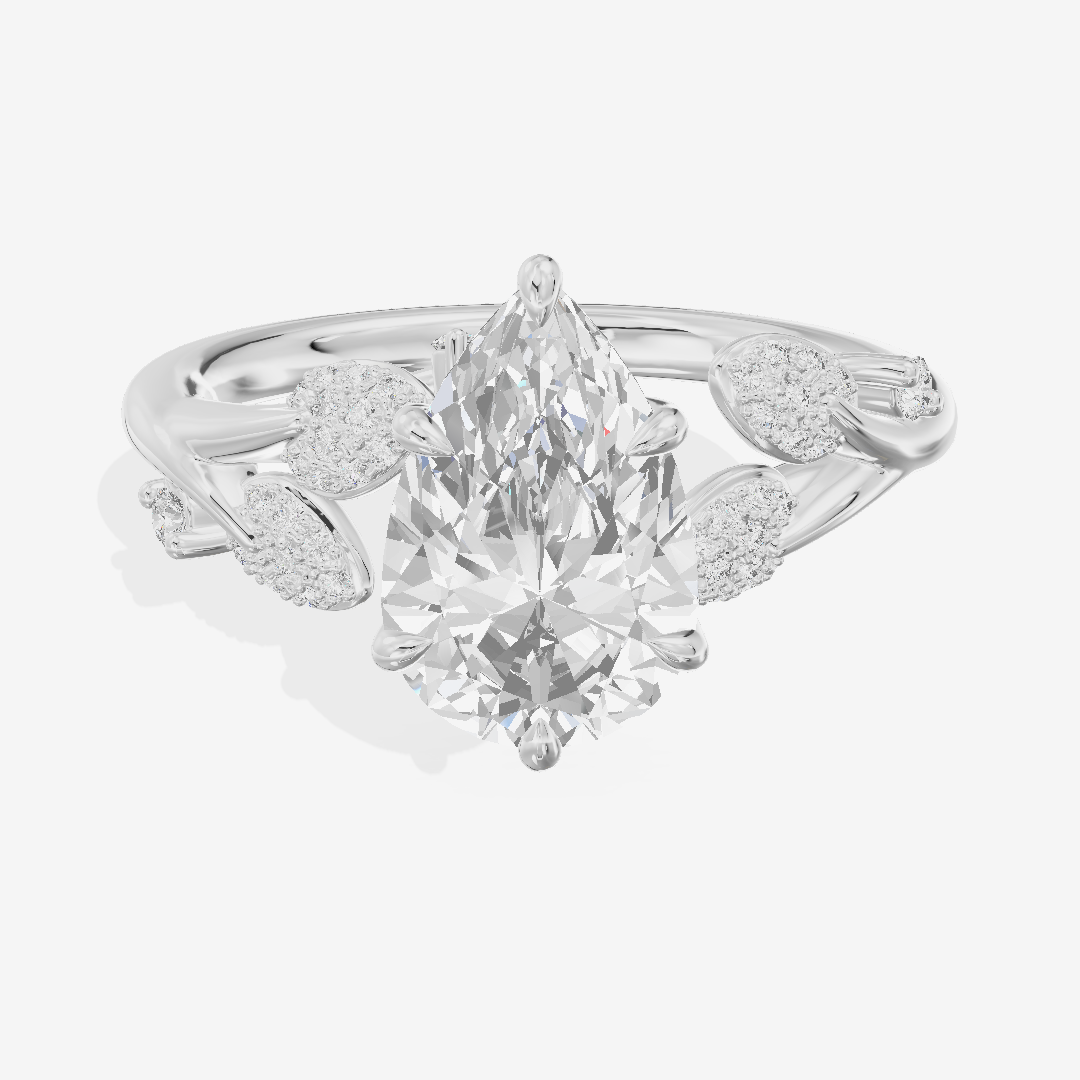 Petite Aurea Pear Engagement Ring with Side Stones (1/6 ct. tw.) in Platinum