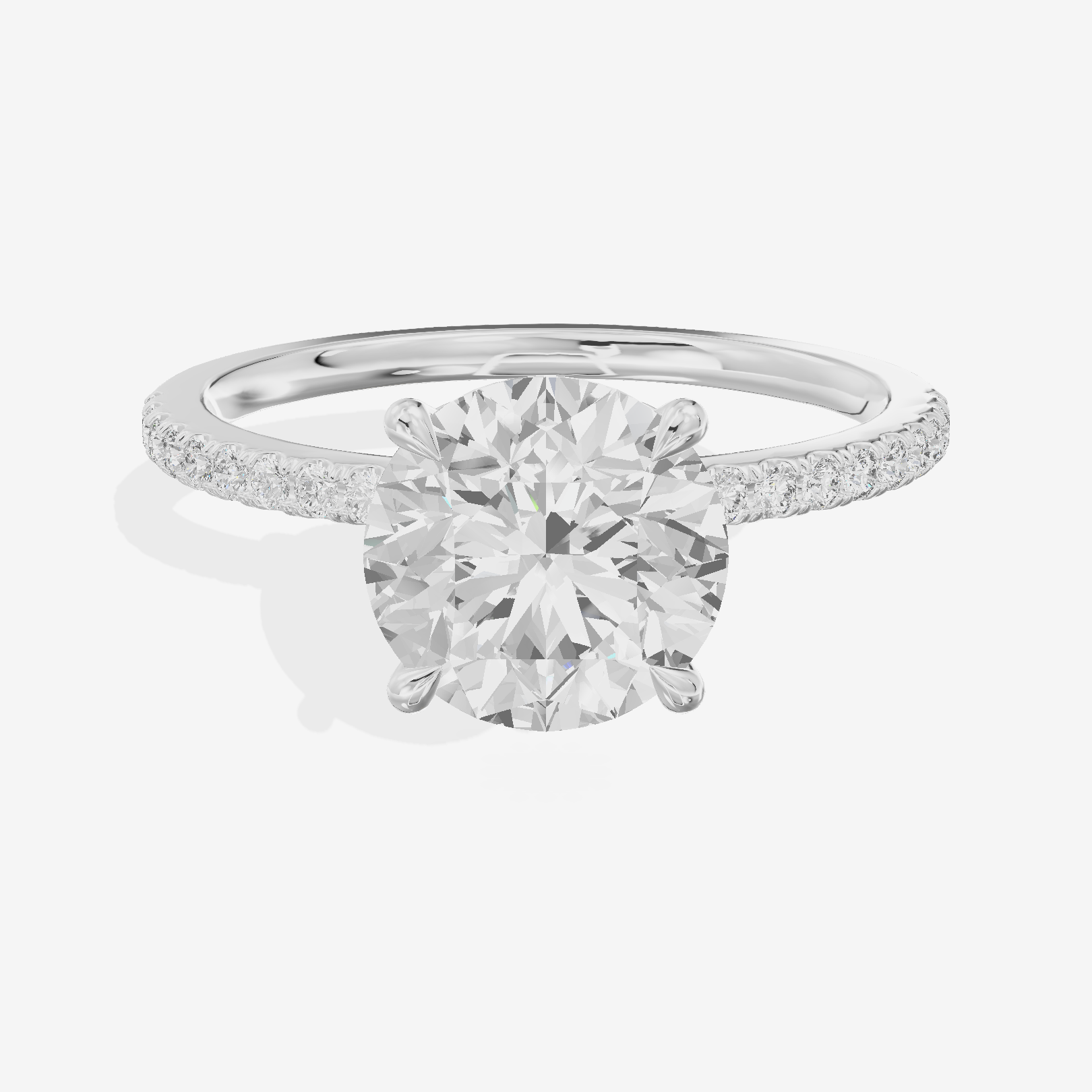 Luxe Coeurine Round Engagement Ring with Side Stones (1/5 ct. tw.) in 14K White Gold