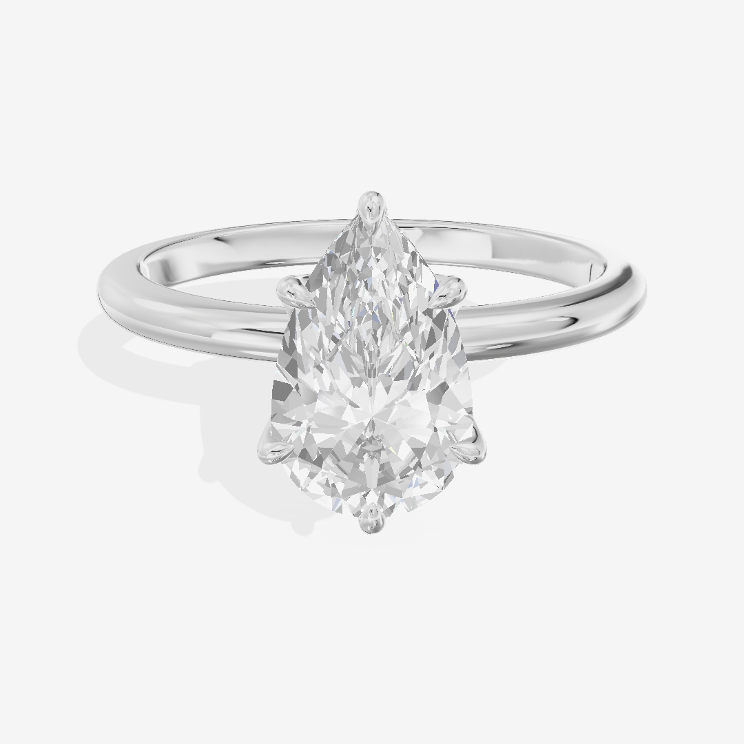 Classic Reverya Pear Hidden Halo Engagement Ring (1/20 ct. tw.) in 14K White Gold