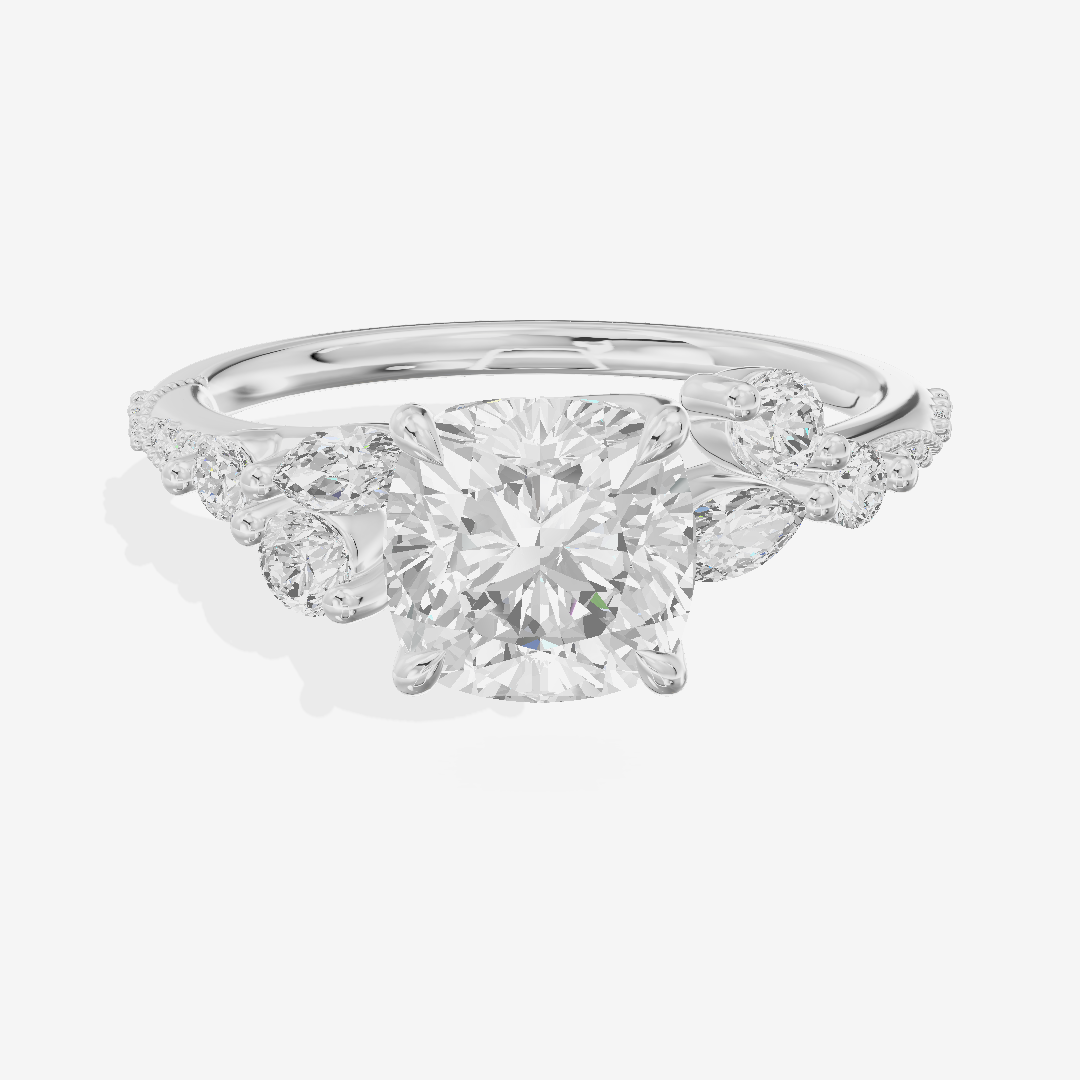 Luxe Halcyon Cushion Milgrain Engagement Ring (1/3 ct. tw.) in Platinum
