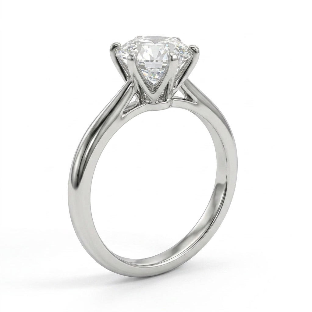 Cathedral Solitaire Round Engagement Ring (2.01 ct.) in Platinum
