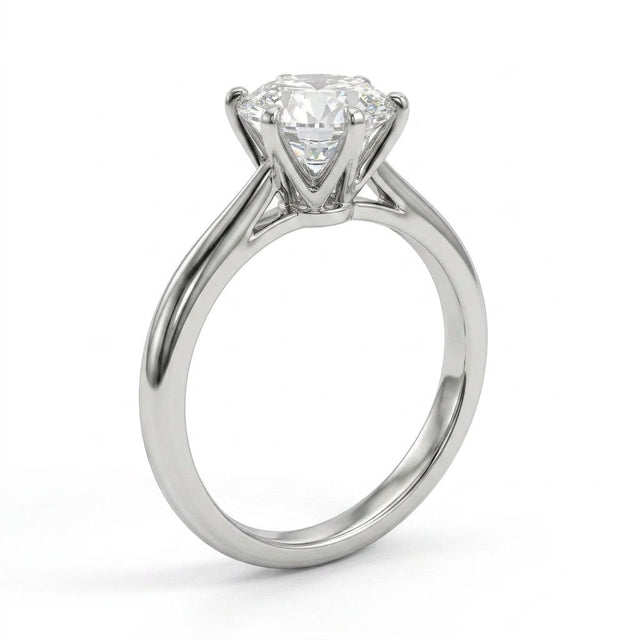 Cathedral Solitaire Round Engagement Ring (2.01 ct.) in Platinum