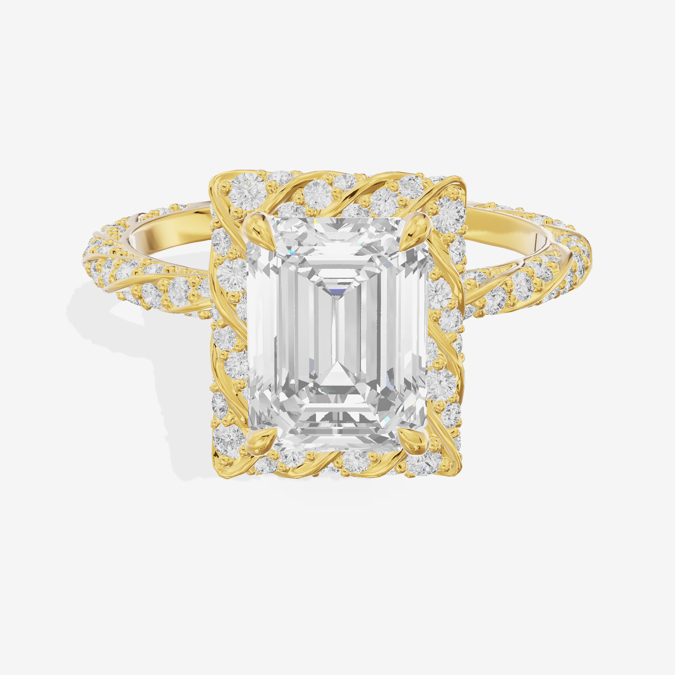 Clusta Hidden Halo Emerald Engagement Ring (1/2 ct. tw.) in 18K Yellow Gold