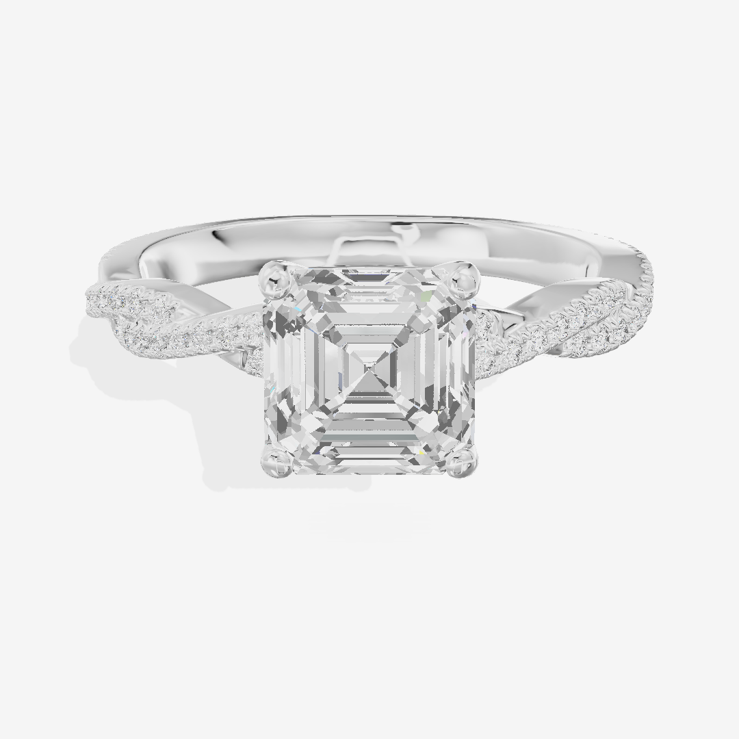 Petite Lightwoven Asscher Pavé Engagement Ring (1/4 ct. tw.) in 18K White Gold