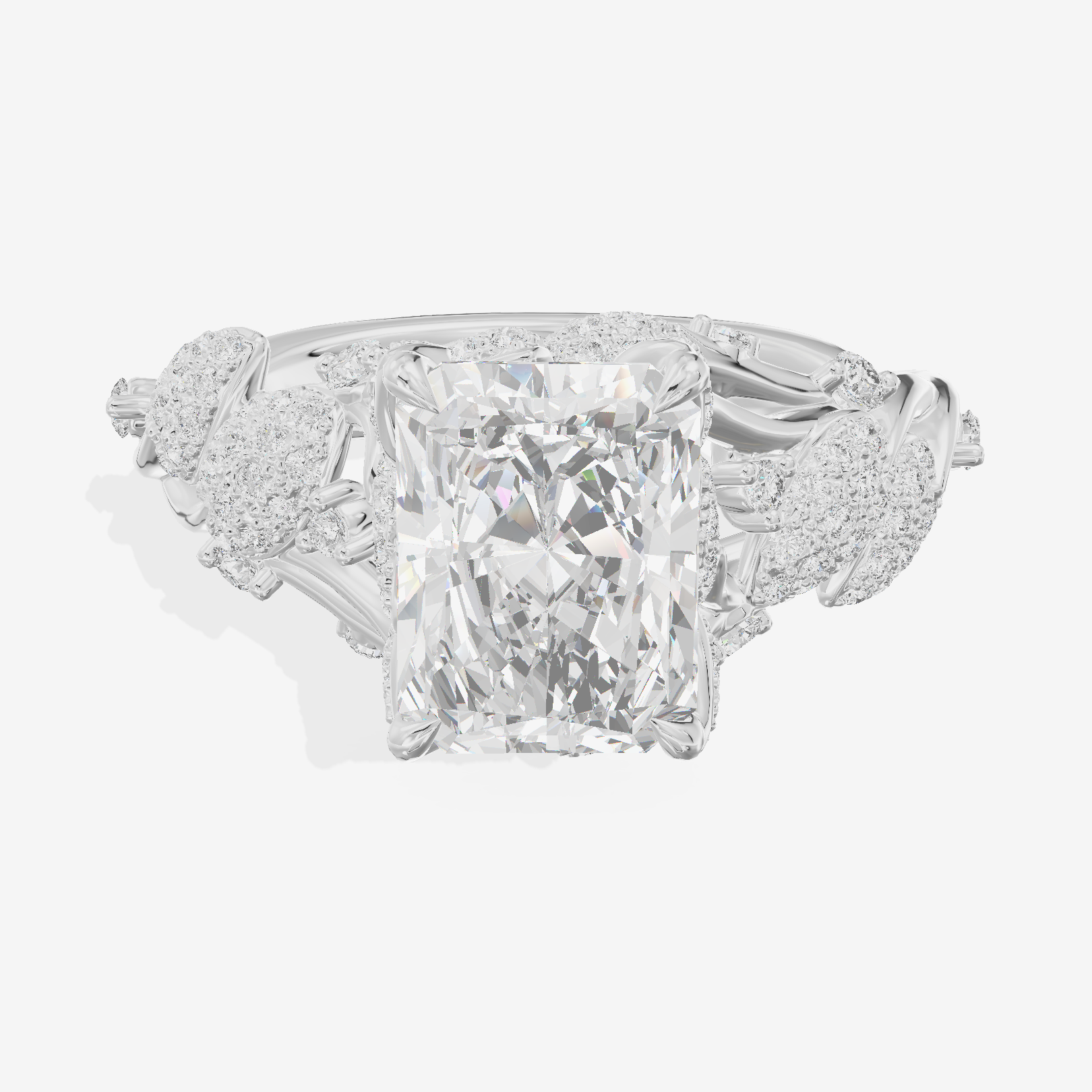 Modern Linger Radiant Engagement Ring with Side Stones (3/4 ct. tw.) in 18K White Gold