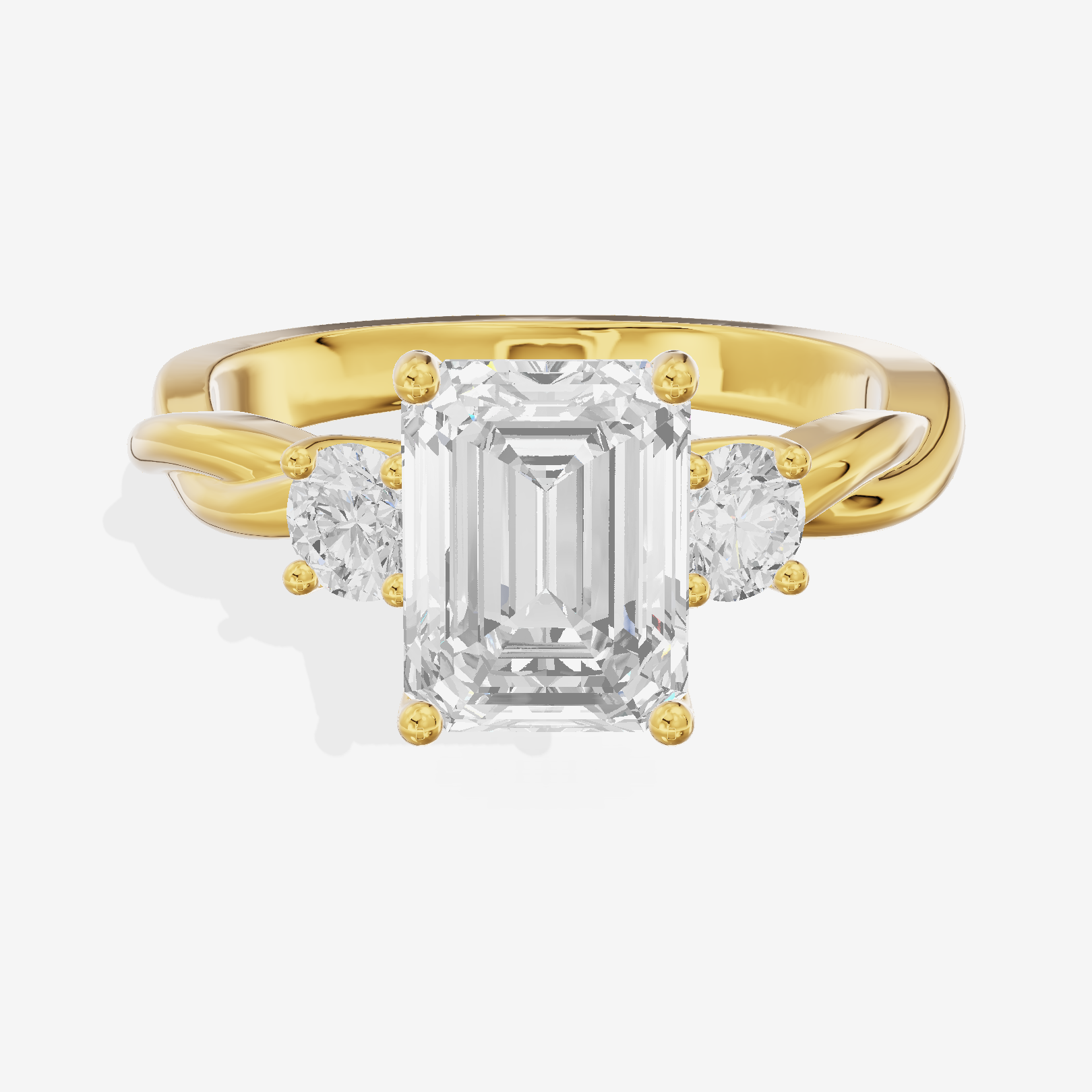 Twined Triade Emerald Three Stone Engagement Ring (1/4 ct. tw.) in 18K Yellow Gold