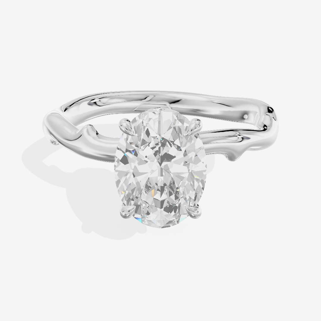 Grand Cherubine Oval Engagement Ring with Side Stones (1/4 ct. tw.) in 18K White Gold