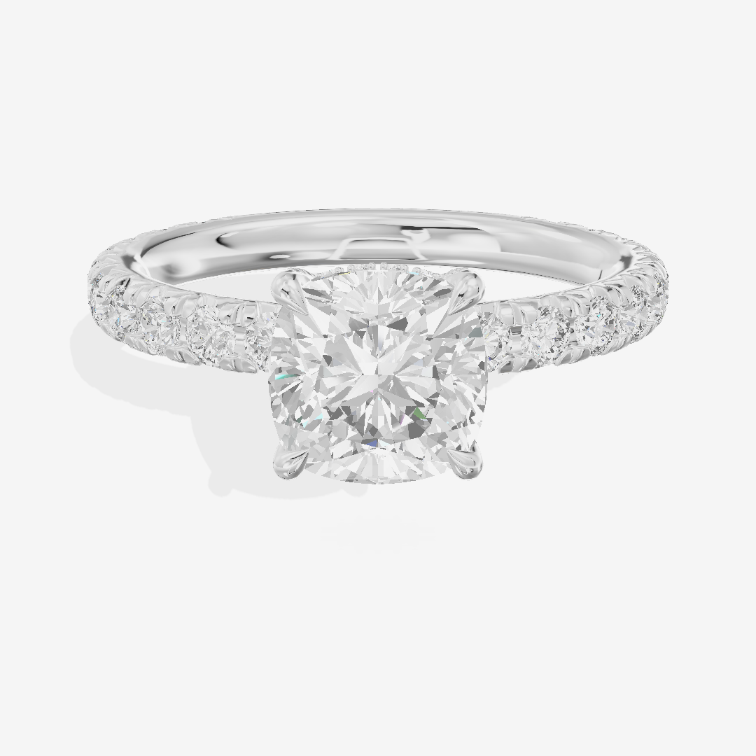 Eternal Coeurine Cushion Engagement Ring with Side Stones (3/5 ct. tw.) in Platinum