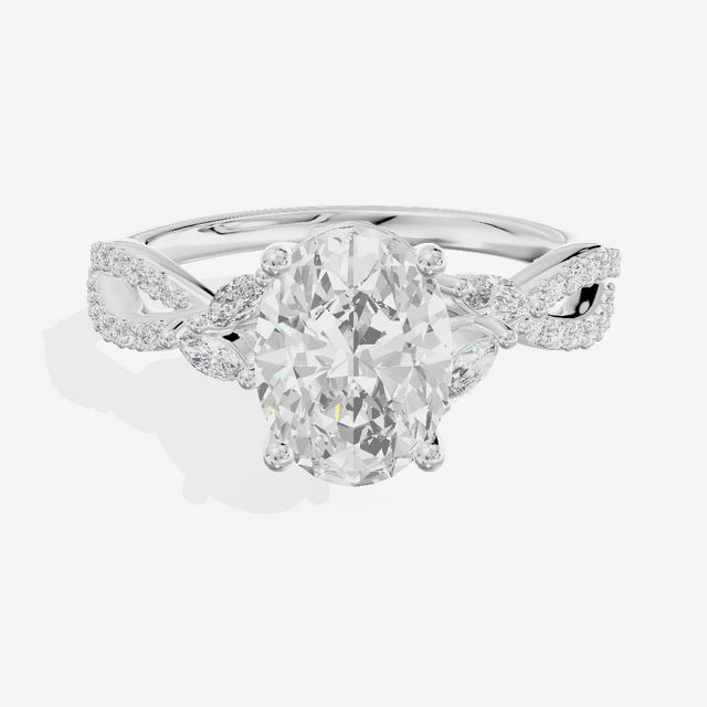 Luxe Domeline 1.5mm Oval Solitaire Engagement Ring (1/8 ct. tw.) in 18K White Gold